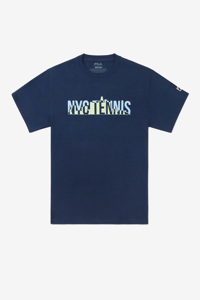 Fila Nyc Tennis Skyline T-Shirt Navy - Mens - 35710PEVG